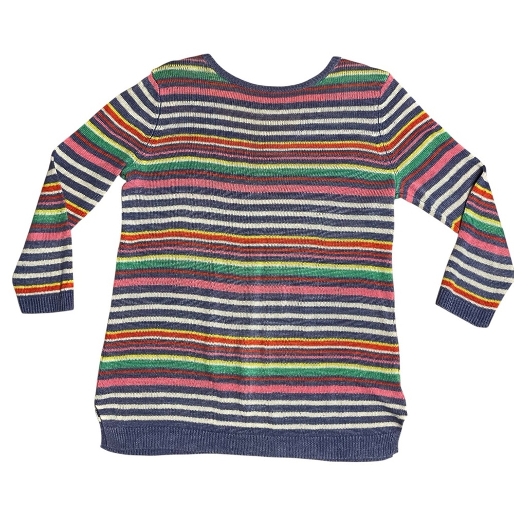 Talbots women’s Striped Linen Knit Pullover Blouse Size M Coastal Beach Vacation
